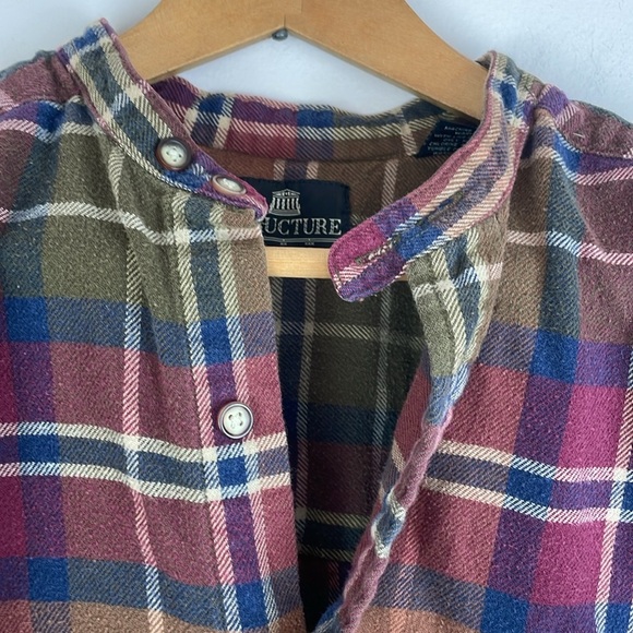 Vintage Structure Plaid Button-Up Shirt Men SZ M Cotton - Picture 9 of 9